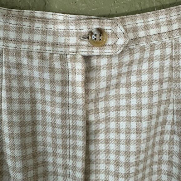 Vintage Roth Le Cover Women's 10 Gingham Plaid Midi Skirt Tan Modest Cottagecore - Picture 4 of 8